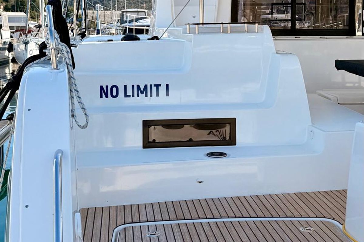 Deck of No Limit I, a Lagoon 46 catamaran at Primošten, Croatia