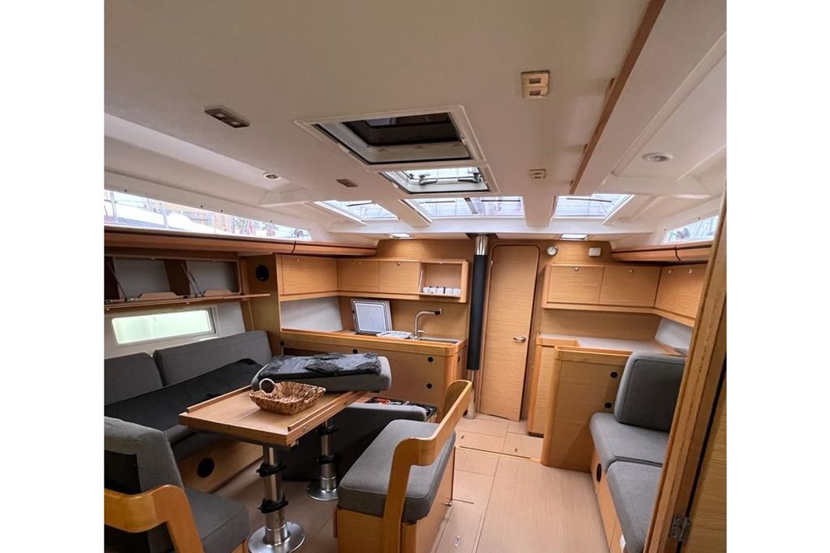 Salon of Valle d'Aosta, a Dufour 520 Grand Large sailboat at Piombino, Italy