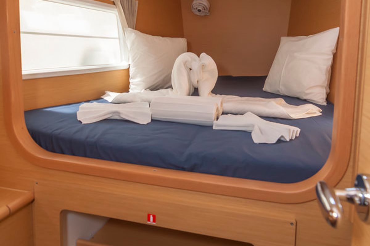 Cabin on Gratia, a Lagoon 380 catamaran at Dubrovnik, Croatia
