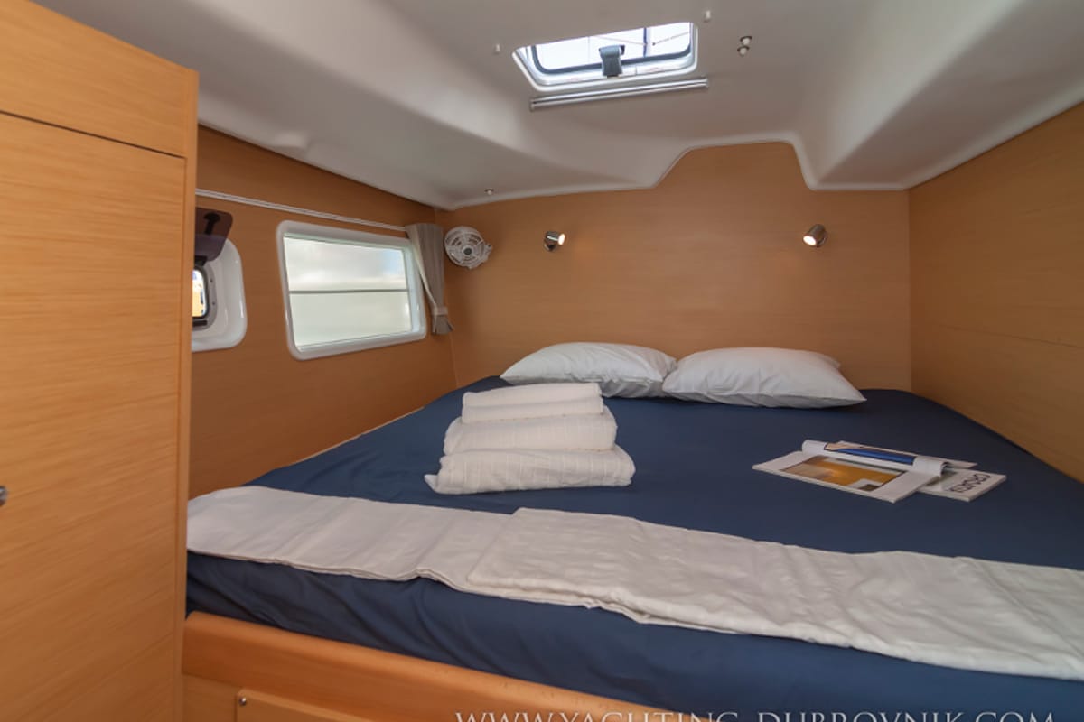 Cabin on Gratia, a Lagoon 380 catamaran at Dubrovnik, Croatia
