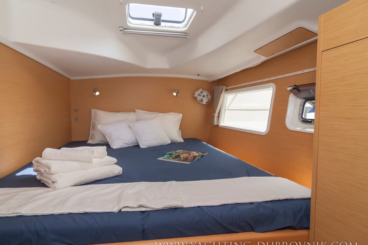 Cabin on Gratia, a Lagoon 380 catamaran at Dubrovnik, Croatia