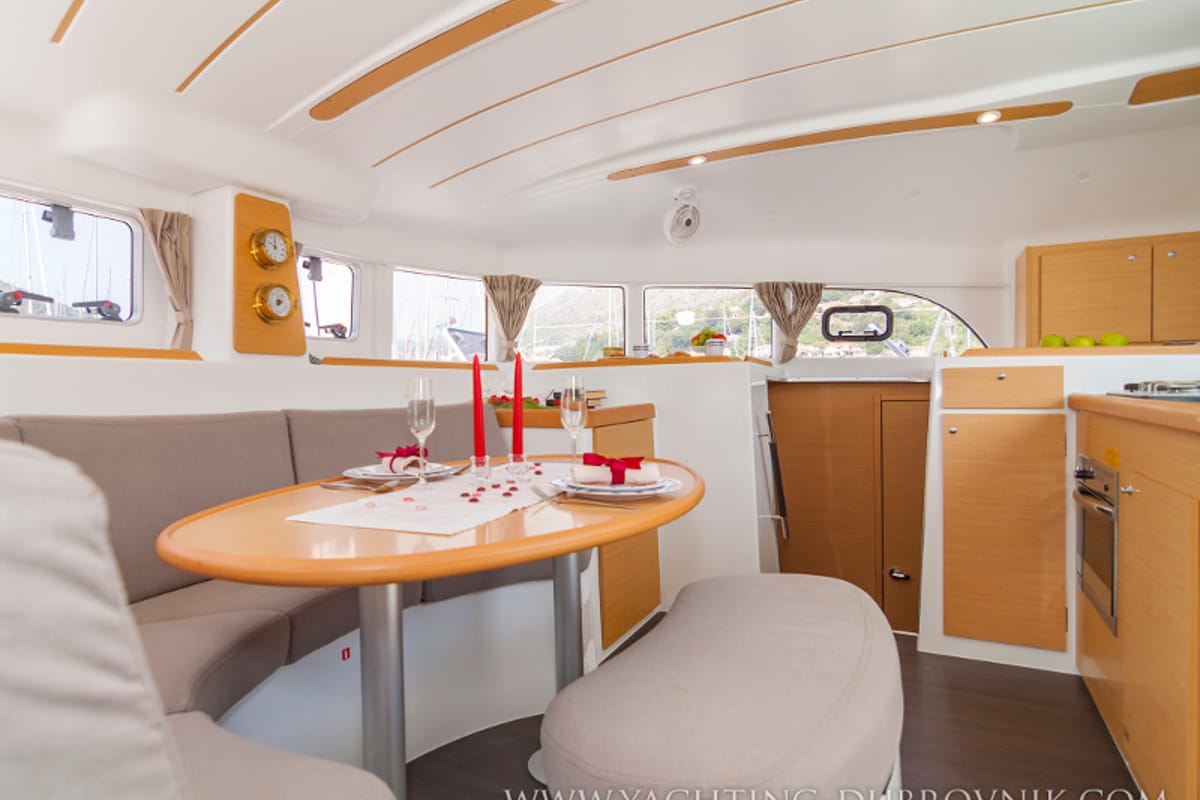 Galley of Gratia, a Lagoon 380 catamaran at Dubrovnik, Croatia