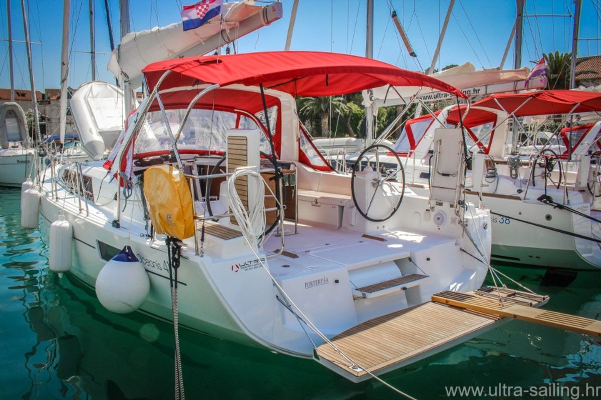 Exterior view of Porterusa, a Beneteau Oceanis 41.1 sailboat at Općina Medulin, Croatia