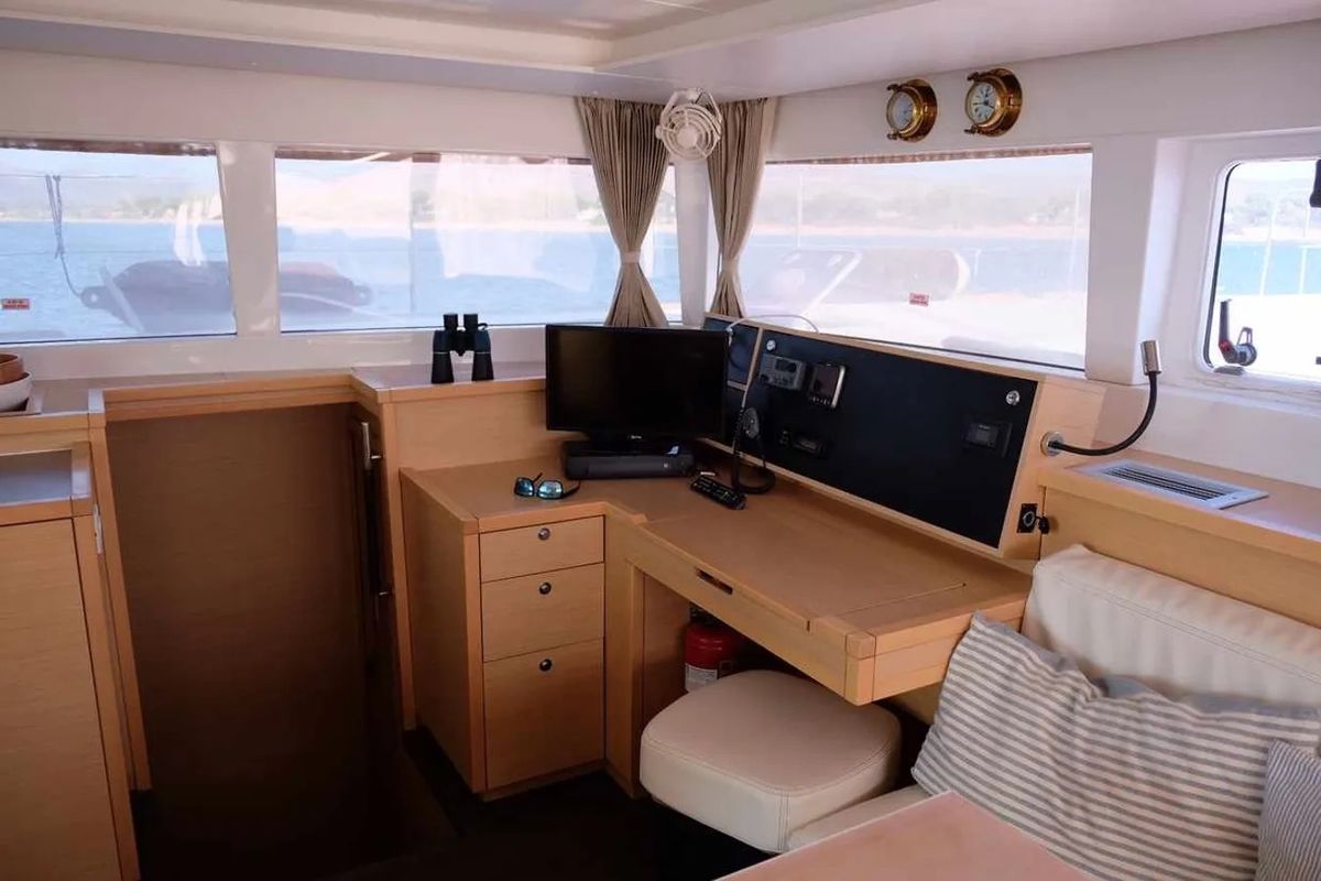Cockpit of No name - Whole Yacht, a Lagoon 450 Fly catamaran at Municipal Unit of Lefkada, Greece