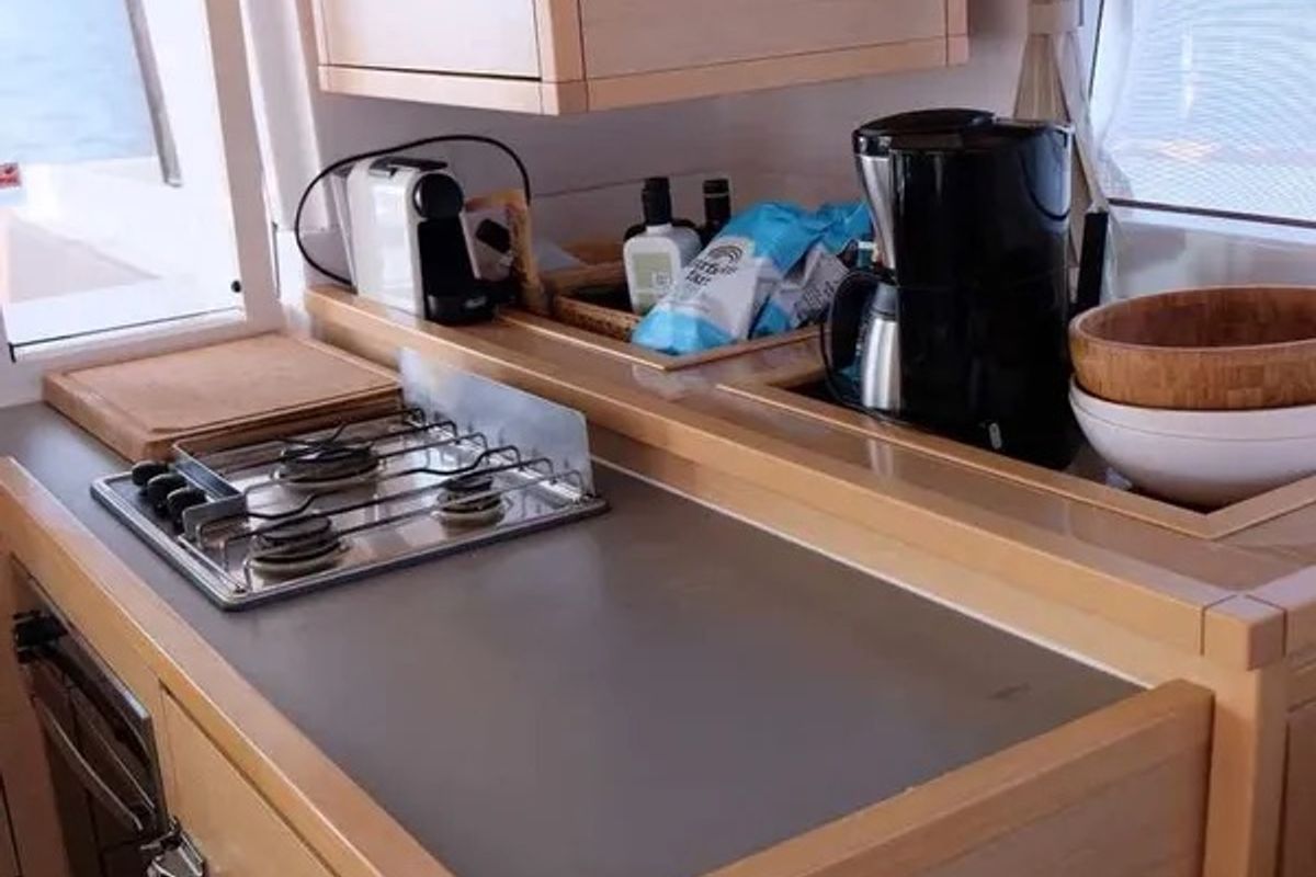 Galley of No name - Whole Yacht, a Lagoon 450 Fly catamaran at Municipal Unit of Lefkada, Greece