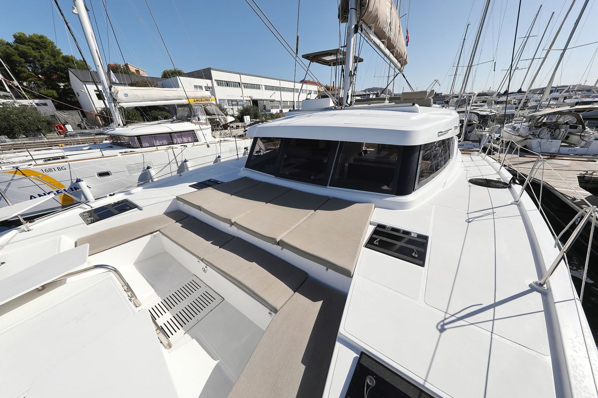 Deck of Sea Office, a Bali Catspace catamaran at Grad Trogir, Croatia