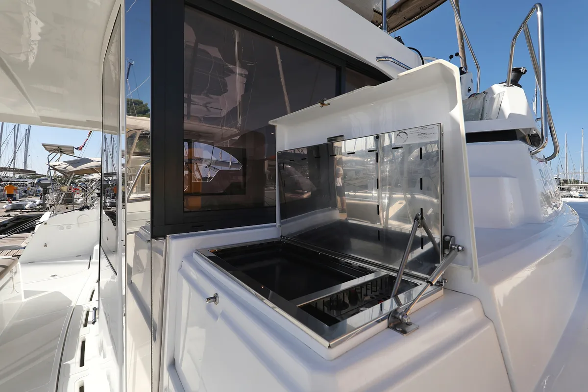 Deck of Sea Office, a Bali Catspace catamaran at Grad Trogir, Croatia