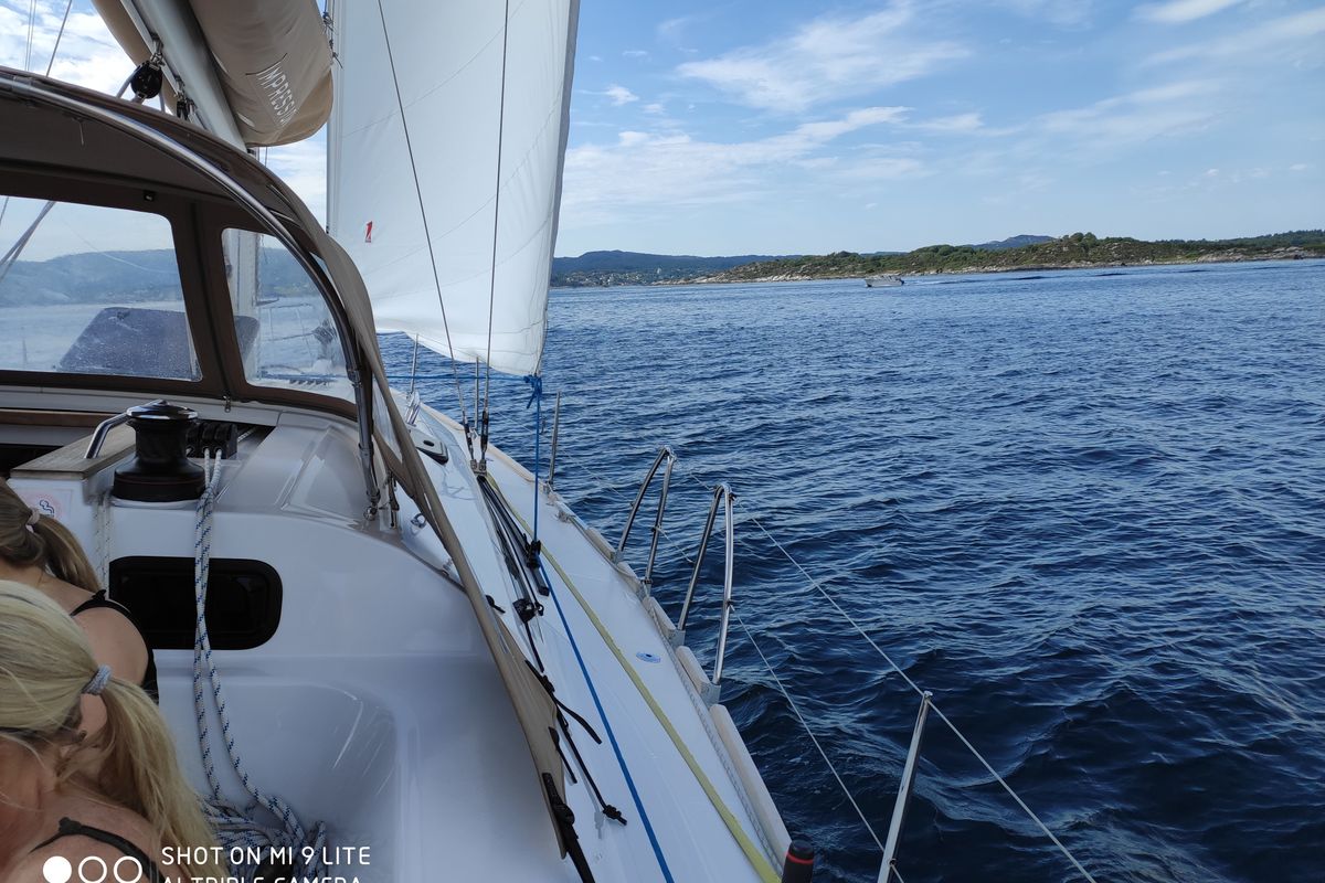 Deck of Perlen, a Elan Impression 45 sailboat at Bergen, Norway