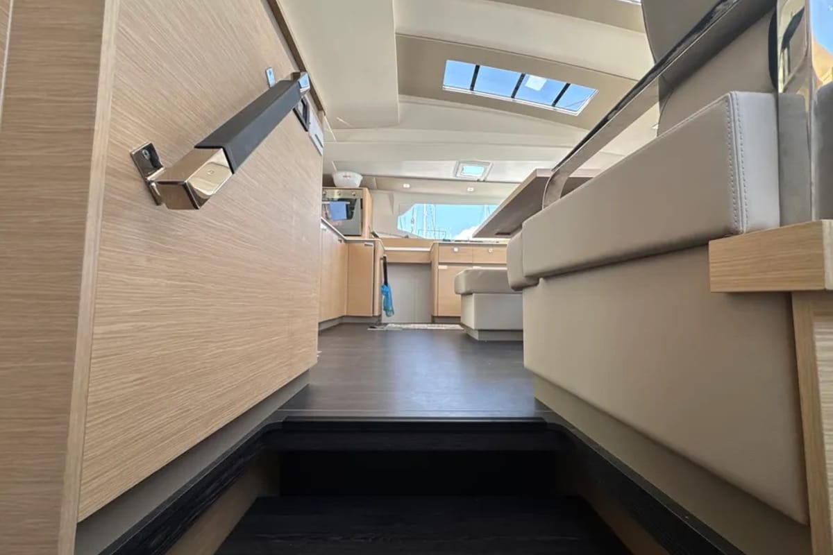 Salon of Maravigghia, a Fountaine Pajot Elba 45 catamaran at Palermo, Italy