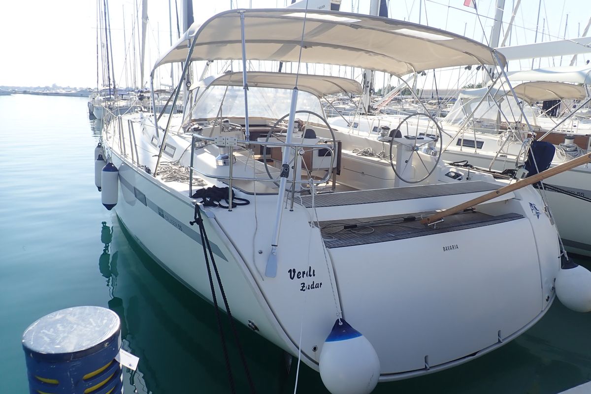 Exterior view of Verdi, a Bavaria 55 Cruiser sailboat at Općina Sukošan, Croatia