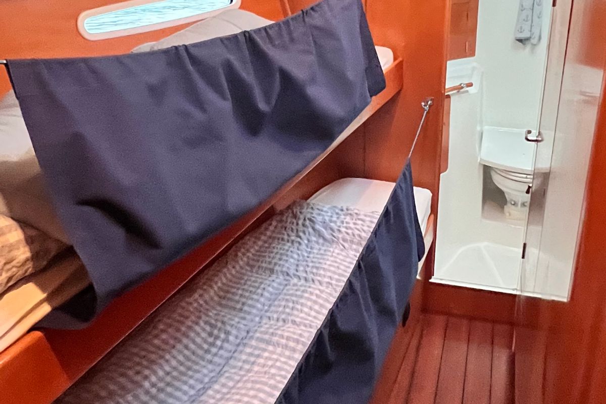 Cabin on Blue Dawn, a Beneteau First 47.7 sailboat at Bergen, Norway