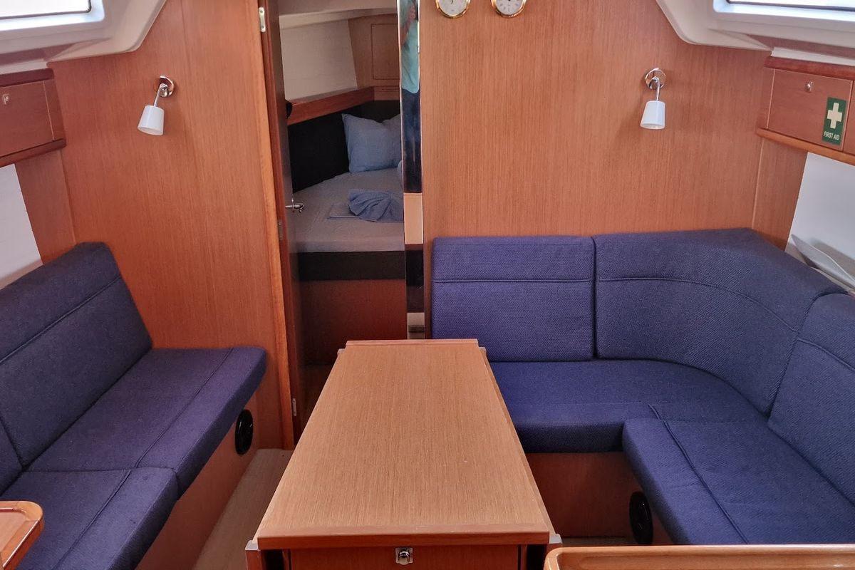 Salon of Odysseas, a Bavaria Cruiser 37 sailboat at Athens, Greece
