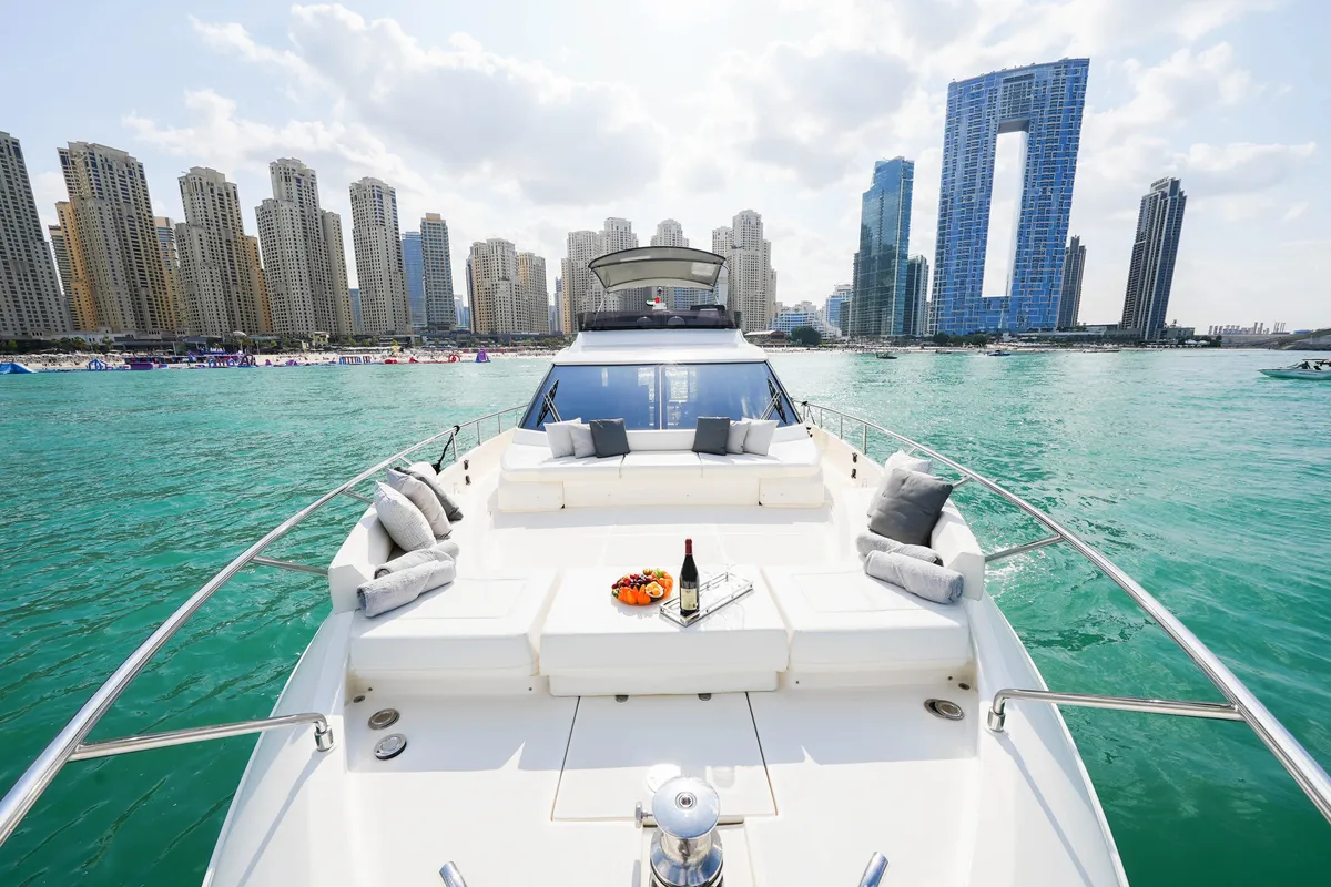 Aquilla 670, a Ferretti Ferretti 670 yacht at Dubai Harbour, United Arab Emirates