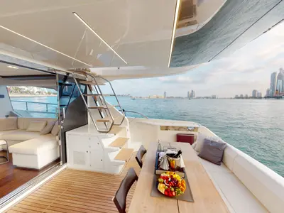 Aquilla 670, a Ferretti Ferretti 670 yacht at Dubai Harbour, United Arab Emirates