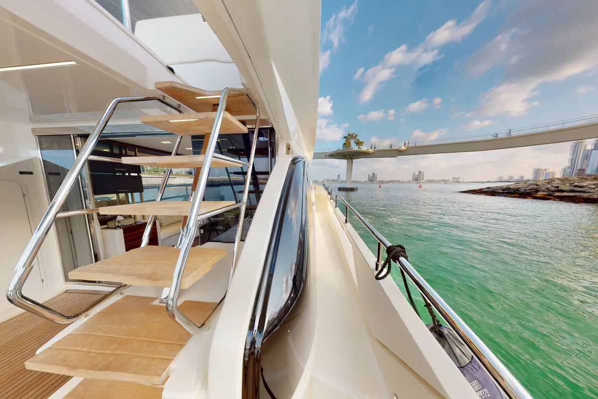 Aquilla 670, a Ferretti Ferretti 670 yacht at Dubai Harbour, United Arab Emirates