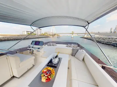 Aquilla 670, a Ferretti Ferretti 670 yacht at Dubai Harbour, United Arab Emirates