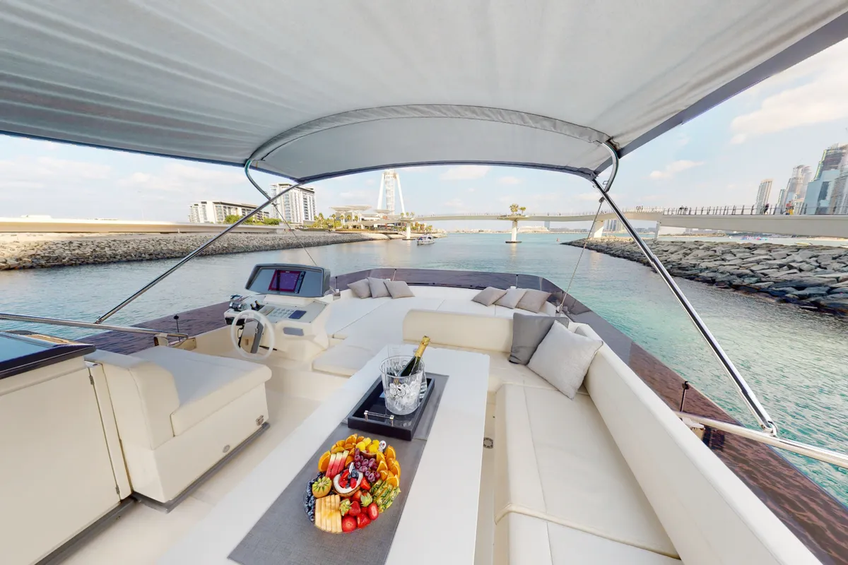 Aquilla 670, a Ferretti Ferretti 670 yacht at Dubai Harbour, United Arab Emirates