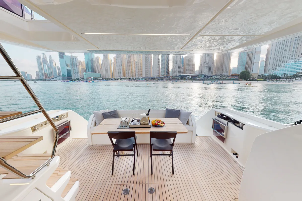 Aquilla 670, a Ferretti Ferretti 670 yacht at Dubai Harbour, United Arab Emirates