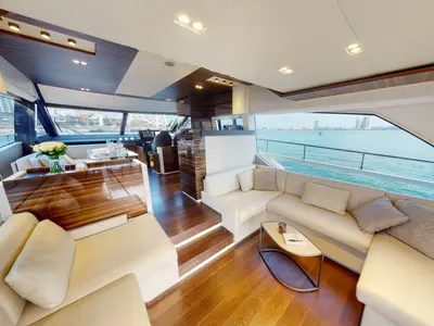 Aquilla 670, a Ferretti Ferretti 670 yacht at Dubai Harbour, United Arab Emirates