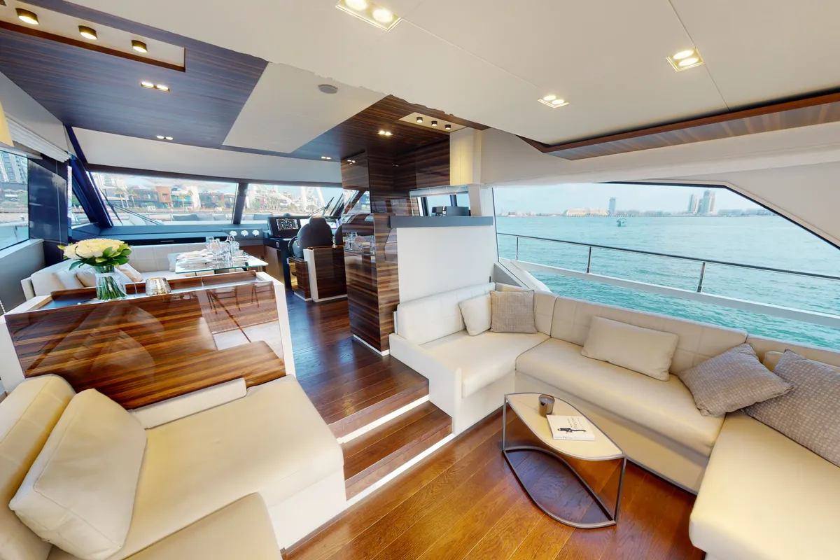 Aquilla 670, a Ferretti Ferretti 670 yacht at Dubai Harbour, United Arab Emirates