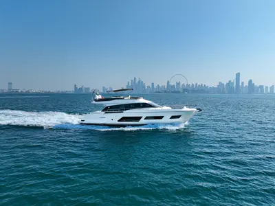 Aquilla 670, a Ferretti Ferretti 670 yacht at Dubai Harbour, United Arab Emirates