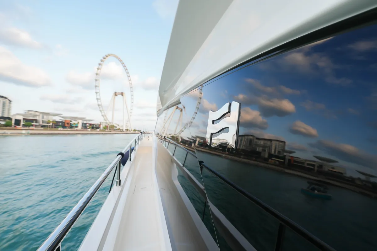 Aquilla 670, a Ferretti Ferretti 670 yacht at Dubai Harbour, United Arab Emirates