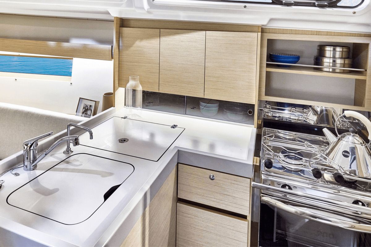 Galley of Oceanis 34.1 Premium, a Beneteau Oceanis 34.1 sailboat at Općina Marina, Croatia