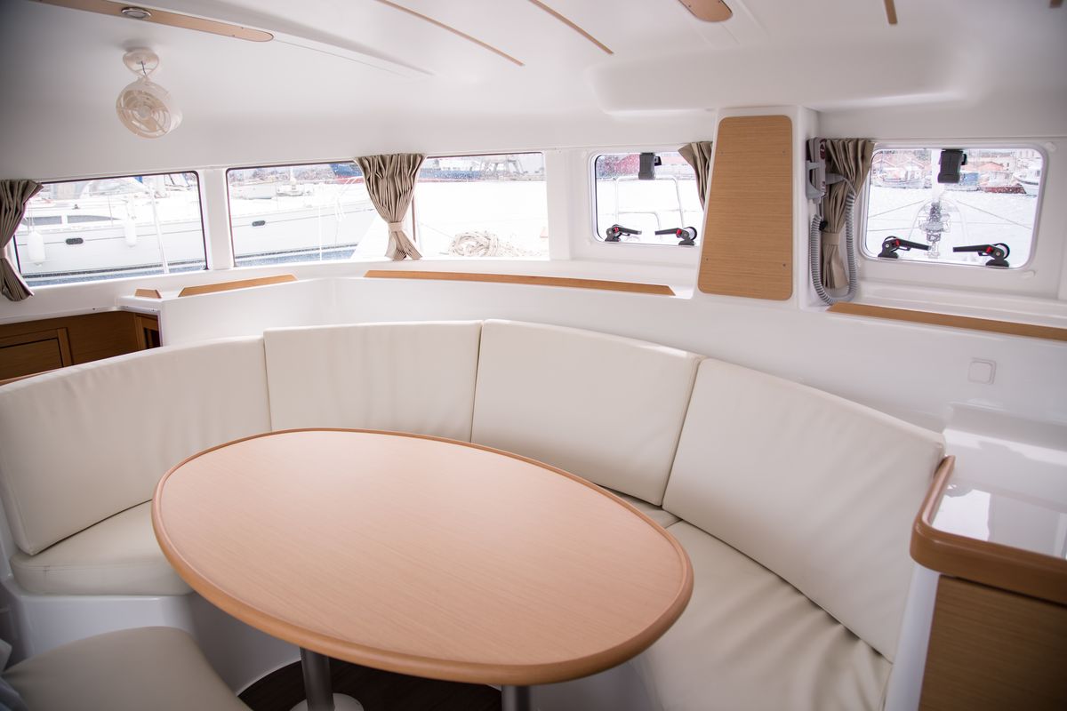 Salon of Calypso, a Lagoon 380 catamaran at Volos Municipality, Greece