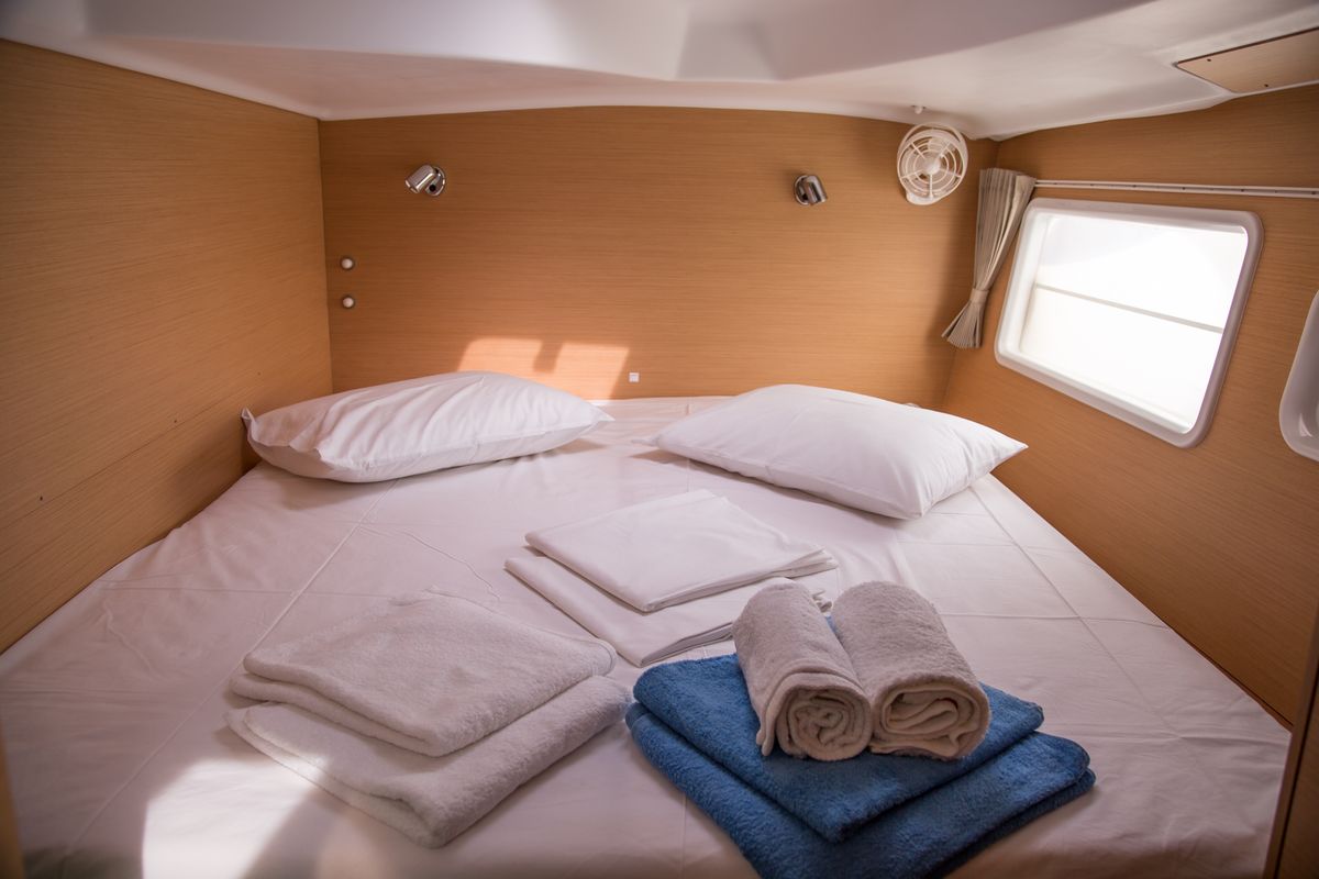 Cabin on Calypso, a Lagoon 380 catamaran at Volos Municipality, Greece