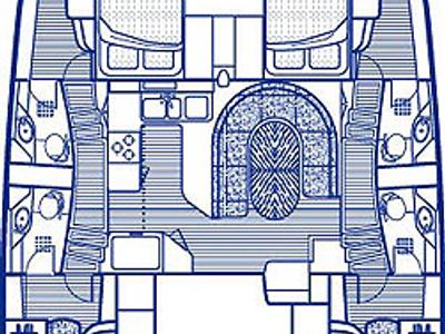 Floor plan of La Pelosa II, a Leopard 45 catamaran at Seychelles, Eden Island Marina, Seychelles