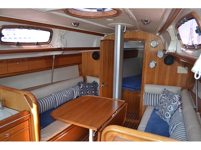 Salon of Northwind II, a Bavaria 35 Match sailboat at Sipias Municipal Unit, Greece