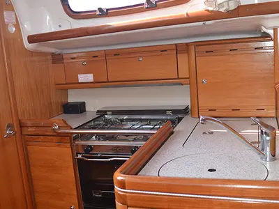 Galley of Northwind II, a Bavaria 35 Match sailboat at Sipias Municipal Unit, Greece