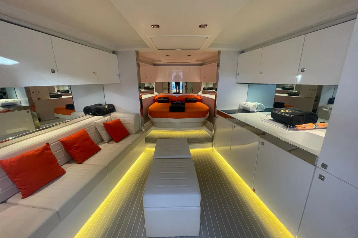 Salon of Goldfinger, a Brig Eagle 10 rib at Figari/Golfo Aranci, Italy