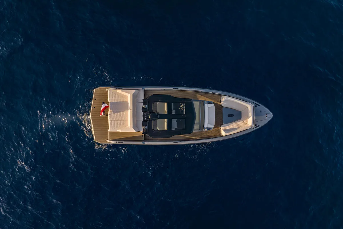 Deck of Goldfinger, a Brig Eagle 10 rib at Figari/Golfo Aranci, Italy