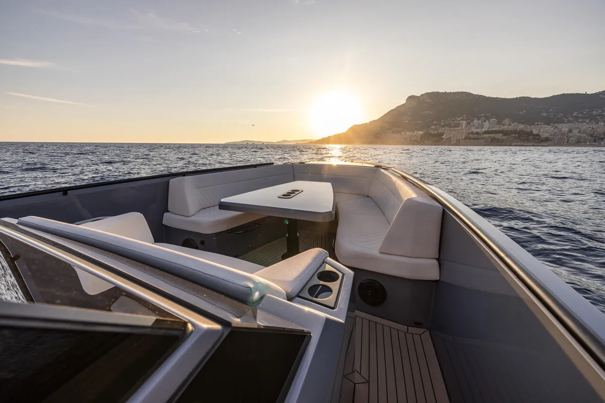 Cockpit of Goldfinger, a Brig Eagle 10 rib at Figari/Golfo Aranci, Italy