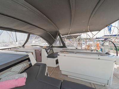 Deck of Babakita, a Beneteau Oceanis 51.1 sailboat at Gouvia, Greece