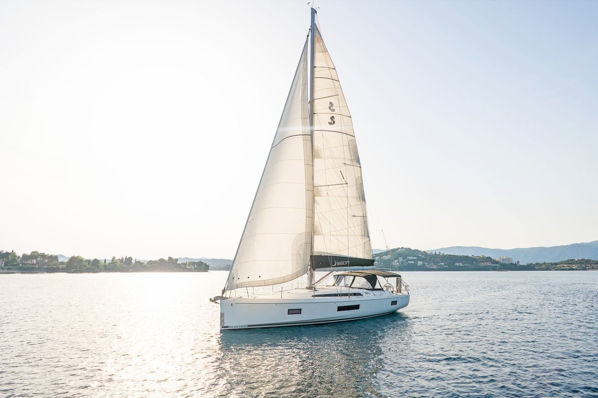 Exterior view of Babakita, a Beneteau Oceanis 51.1 sailboat at Gouvia, Greece