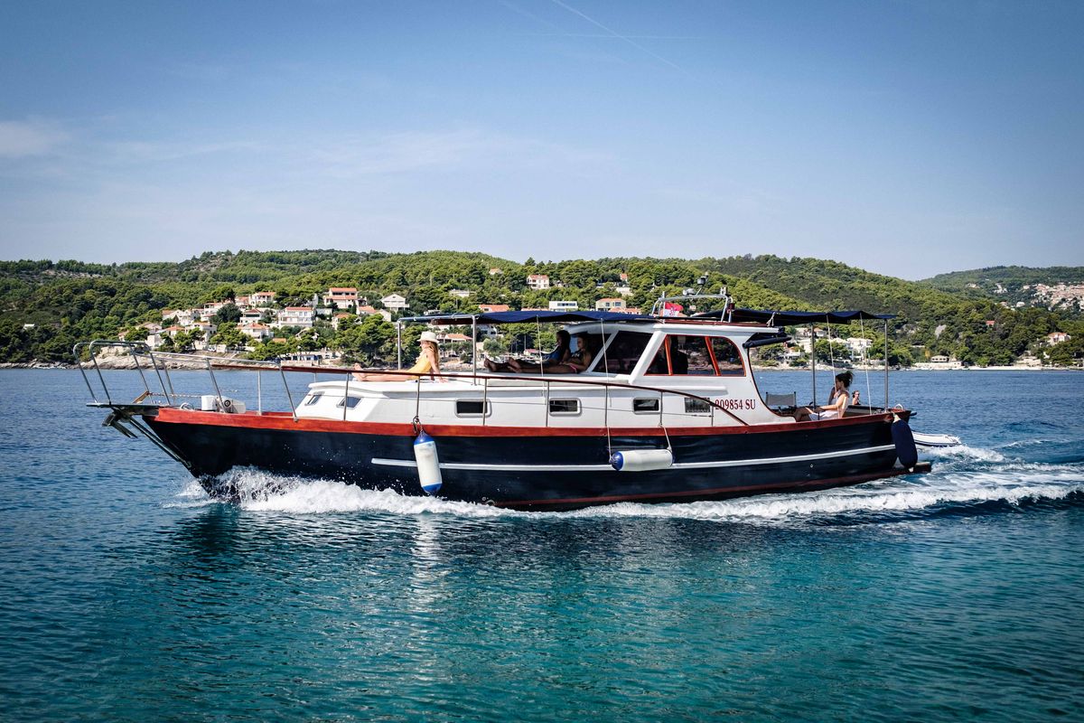 Exterior view of BILI, a Gulet Leut motorboat at Split, Croatia