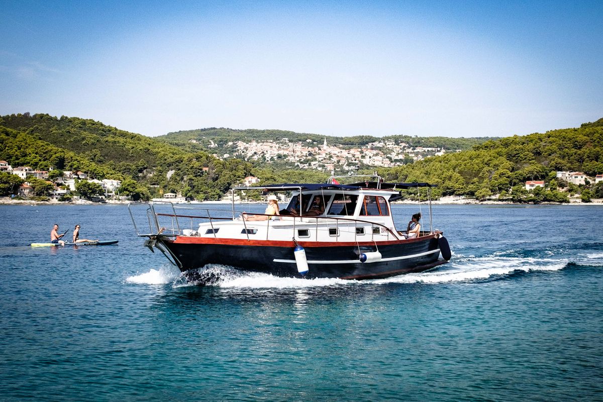 Exterior view of BILI, a Gulet Leut motorboat at Split, Croatia