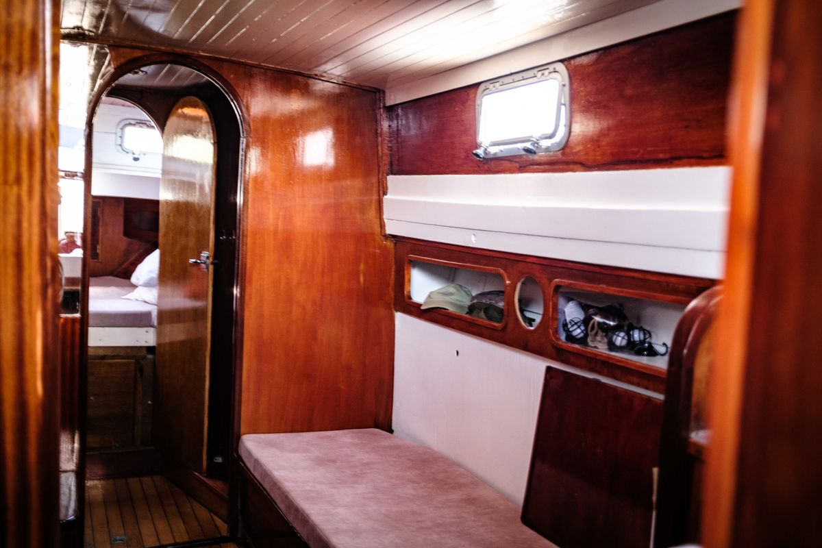 Cabin on BILI, a Gulet Leut motorboat at Split, Croatia