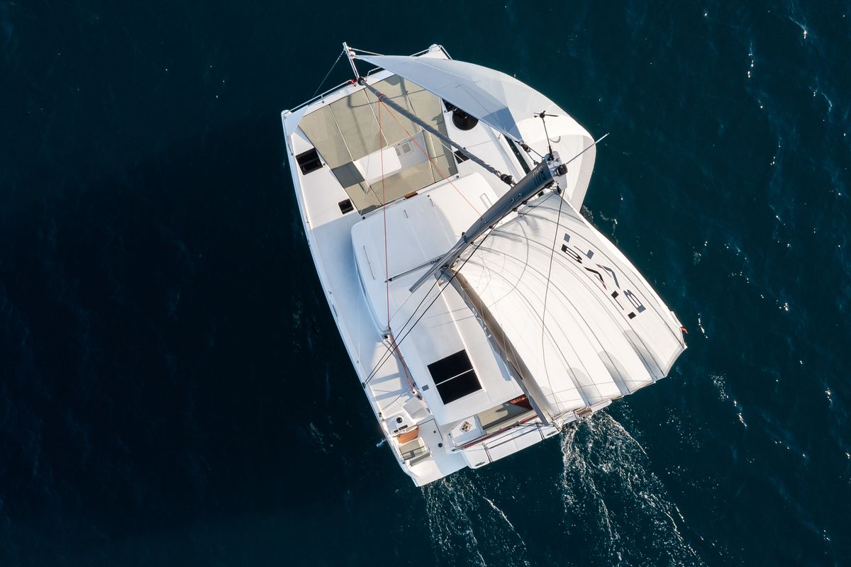 Exterior view of Hanna, a Bali Catsmart OW catamaran at Pirovac, Croatia
