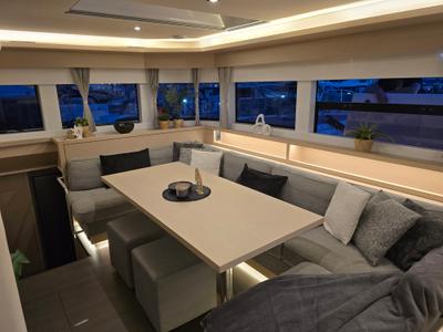Salon of Emilia, a Lagoon 55 catamaran at Palma de Mallorca, Spain
