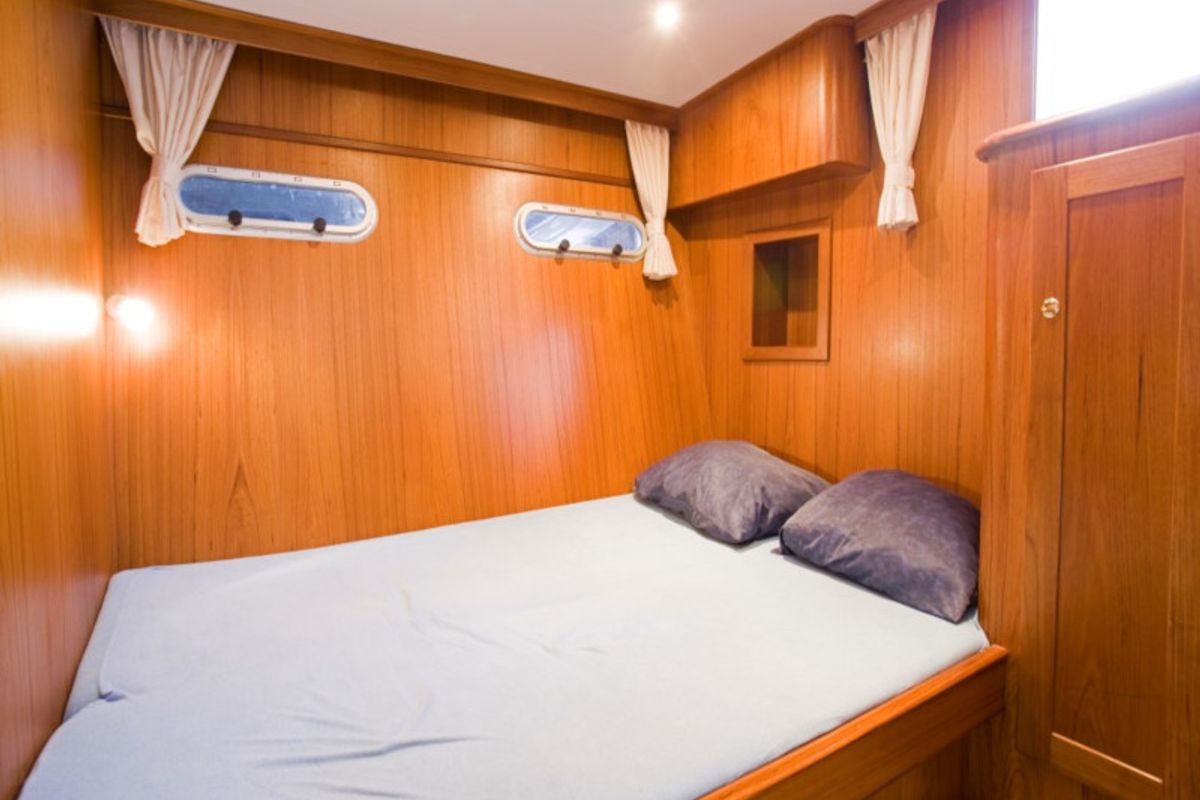 Cabin on Drait 60, a De Drait Impression 1400 motorboat at Drachten, Netherlands