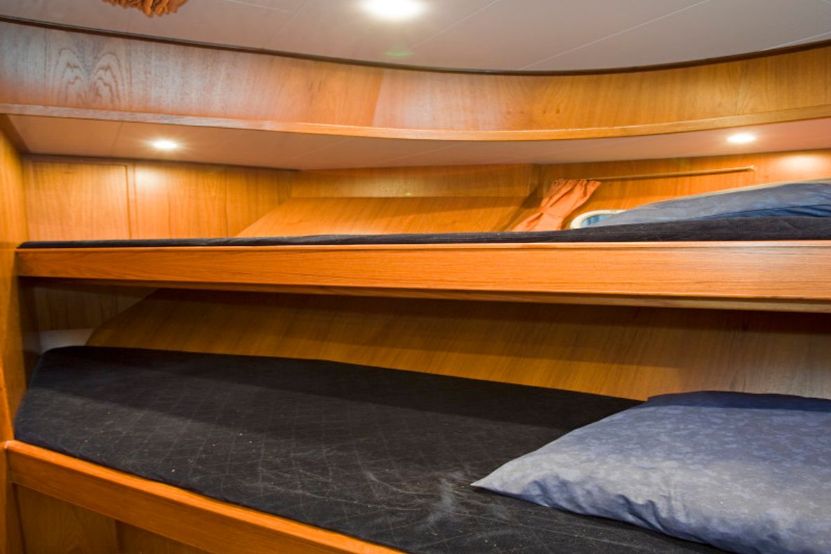 Cabin on Drait 60, a De Drait Impression 1400 motorboat at Drachten, Netherlands