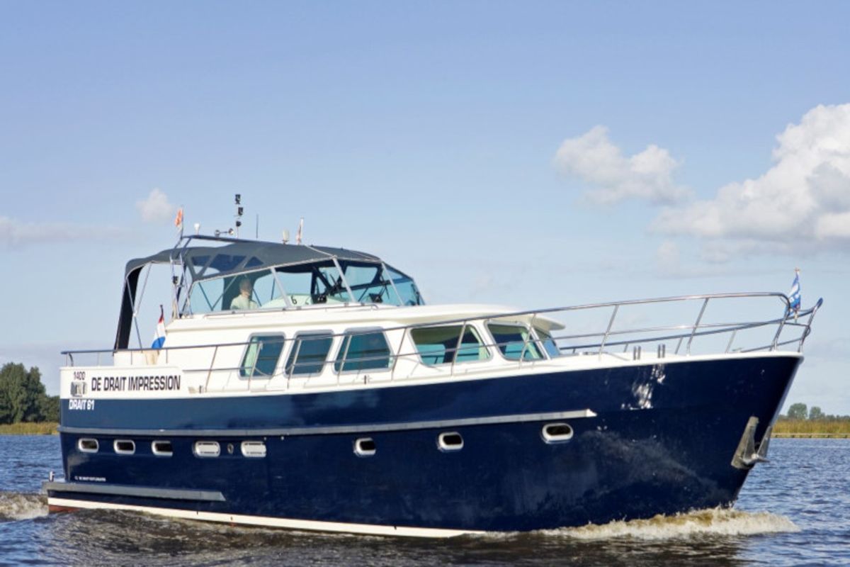 Exterior view of Drait 60, a De Drait Impression 1400 motorboat at Drachten, Netherlands