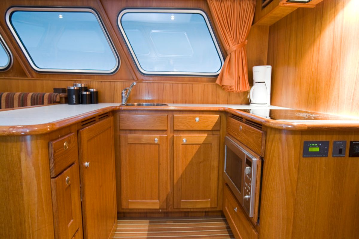 Galley of Drait 60, a De Drait Impression 1400 motorboat at Drachten, Netherlands