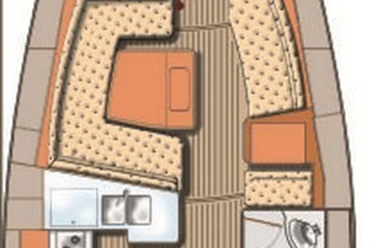 Floor plan of Mok Mok, a Elan 384 Impression sailboat at Zadar, Croatia