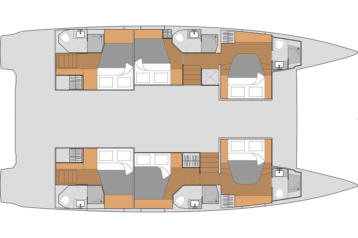 Floor plan of ALAIA, a Fountaine Pajot Aura 51 catamaran at Athens, Greece