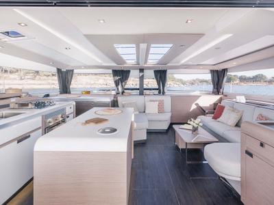 Galley of ALAIA, a Fountaine Pajot Aura 51 catamaran at Athens, Greece