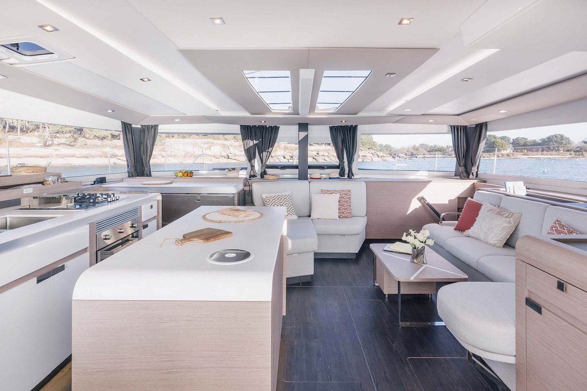 Galley of ALAIA, a Fountaine Pajot Aura 51 catamaran at Athens, Greece